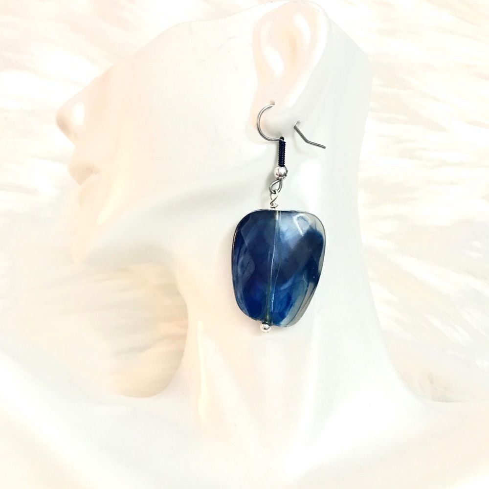 Blue Beaded Earrings 
